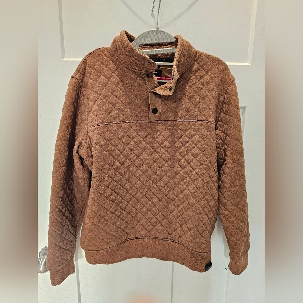 Kenneth Cole Brown Quilted Pullover Sweatshirt Snap Neck Small – Modern Fit